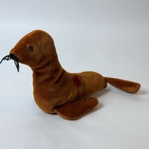 Cute 16in Rare Vintage Brown Seal Plush Stuffed Animal‎ VTG Heart 60s 70s